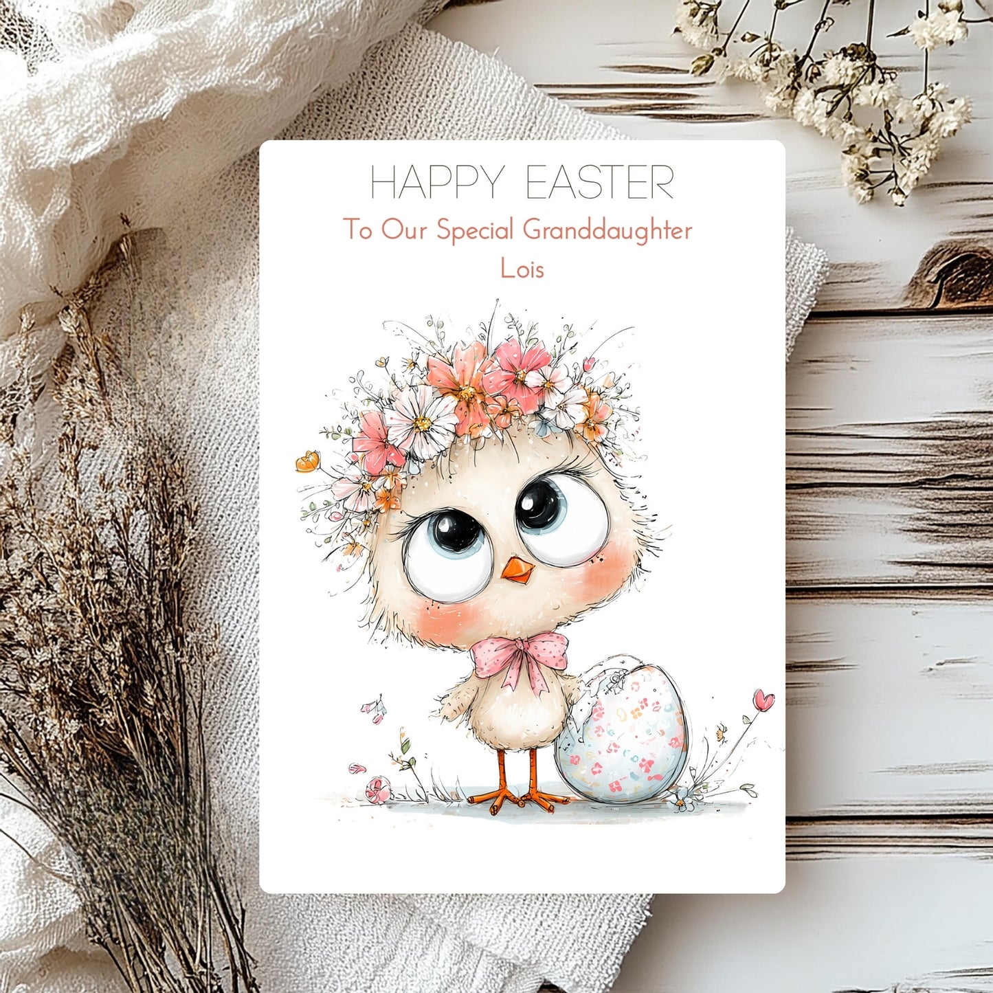 Personalised Easter Chick Card – Custom Spring Greeting Card