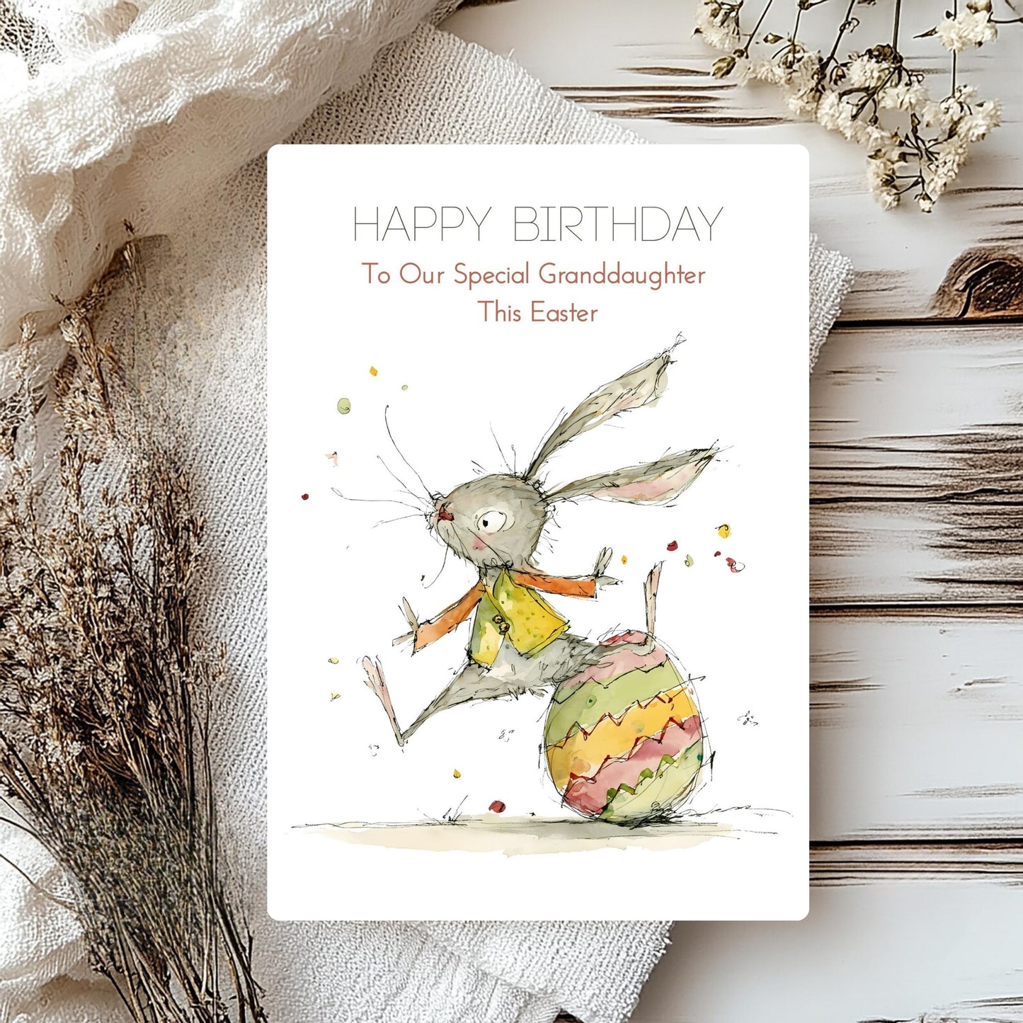Personalised Easter Card with Hare – Lovely Easter Card