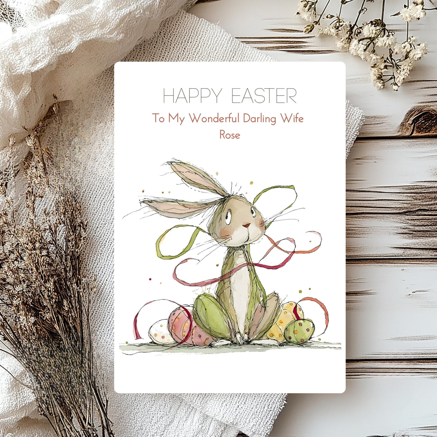 Personalised Bunny Easter Card – Custom Card For Niece