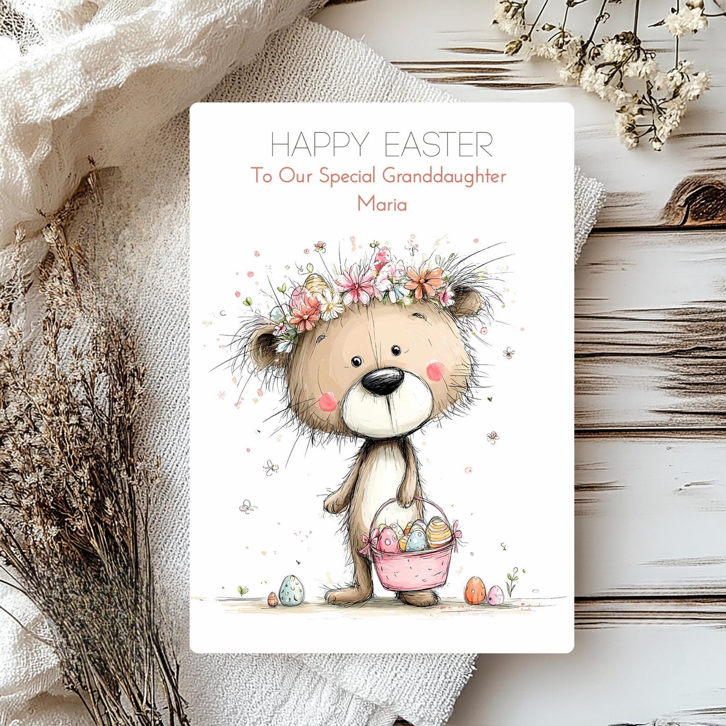 Personalised Lovely Bear Easter Card - Sweet Greetings