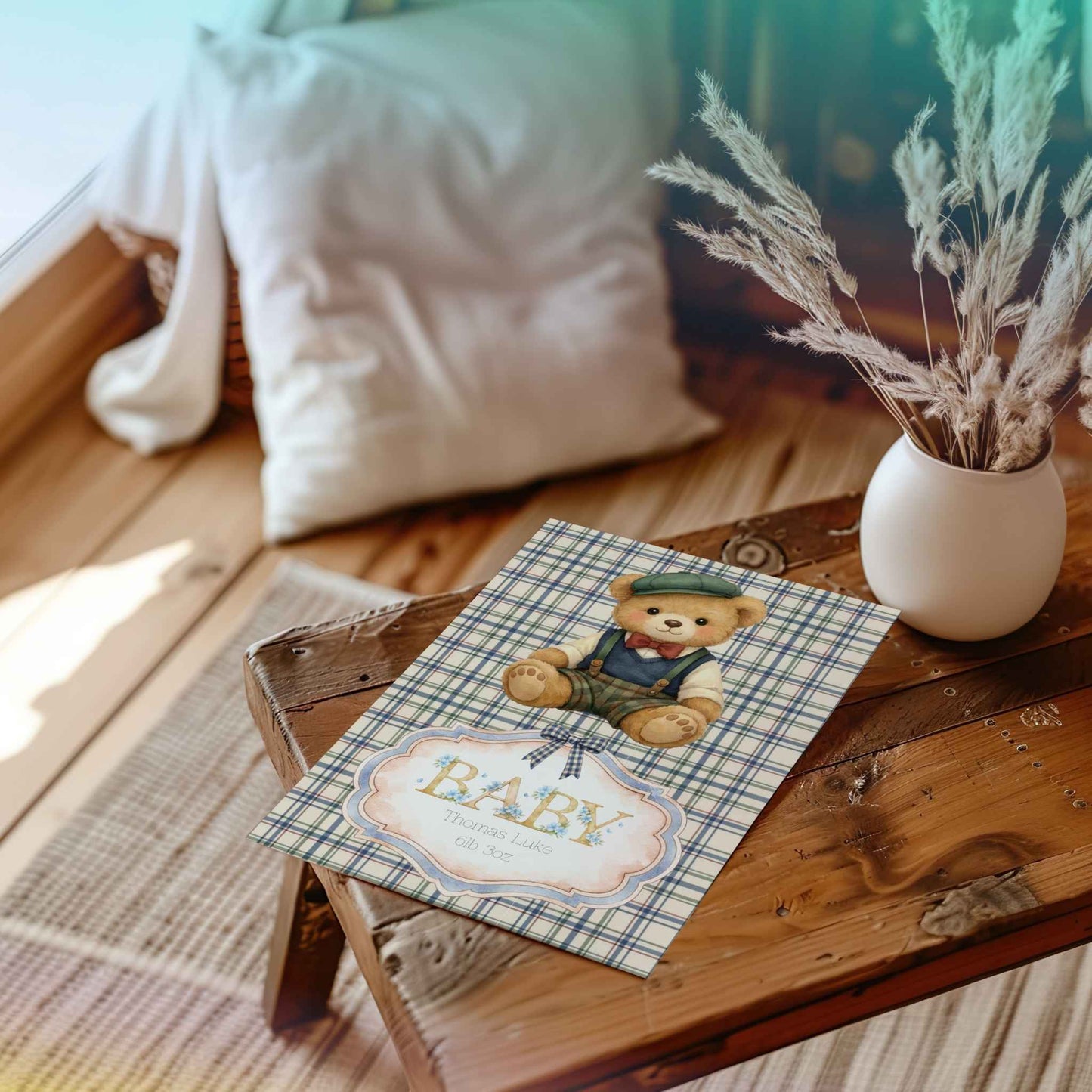 Personalised New Baby Boy Congratulations Greeting Card A5