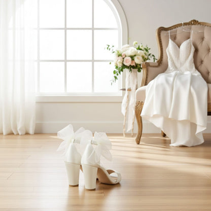 Callie Open Toe High Block Bridal Shoes - Ultimate Comfort