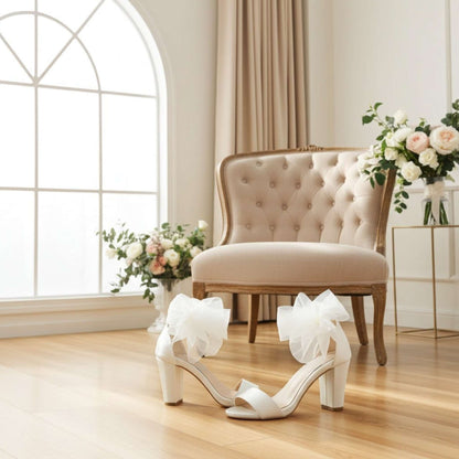 Callie Open Toe High Block Bridal Shoes - Ultimate Comfort