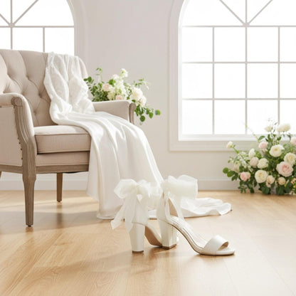 Callie Open Toe High Block Bridal Shoes - Ultimate Comfort