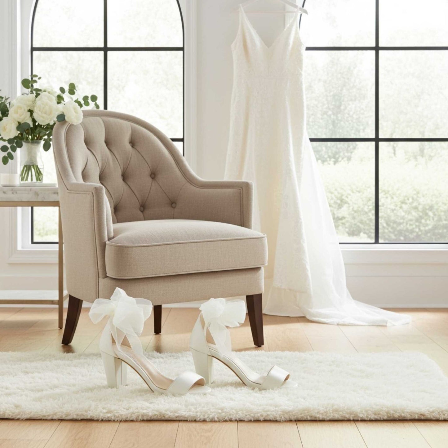 Callie Open Toe High Block Bridal Shoes - Ultimate Comfort