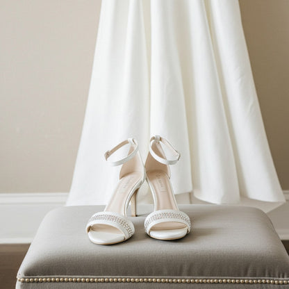 Cassie High Heel Open Toe Bridal Shoes - Crystal Accents