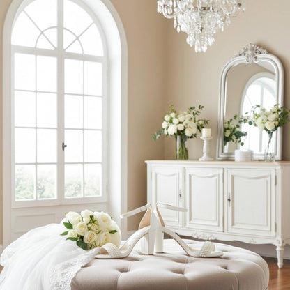 Evangeline High Pearl Block Heels - Chic Bridal Style