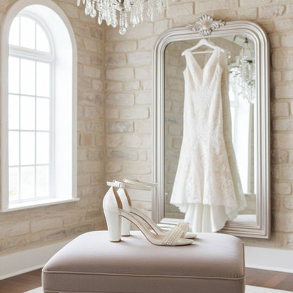 Evangeline High Pearl Block Heels - Chic Bridal Style