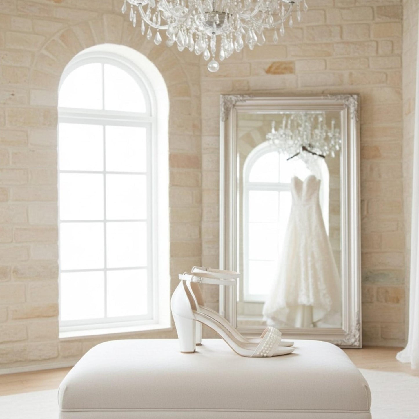 Evangeline High Pearl Block Heels - Chic Bridal Style