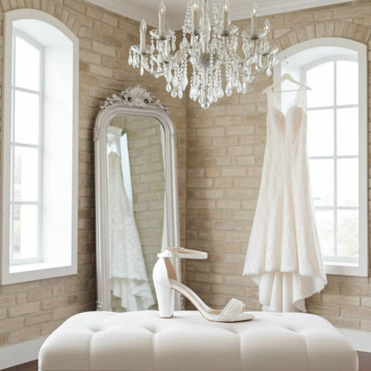 Evangeline High Pearl Block Heels - Chic Bridal Style