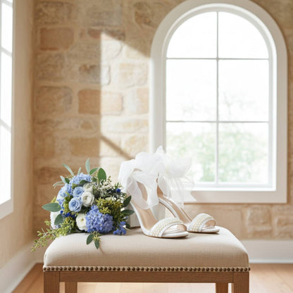 Maisie Pearl High Block Heel Bridal Shoes - Timeless Grace