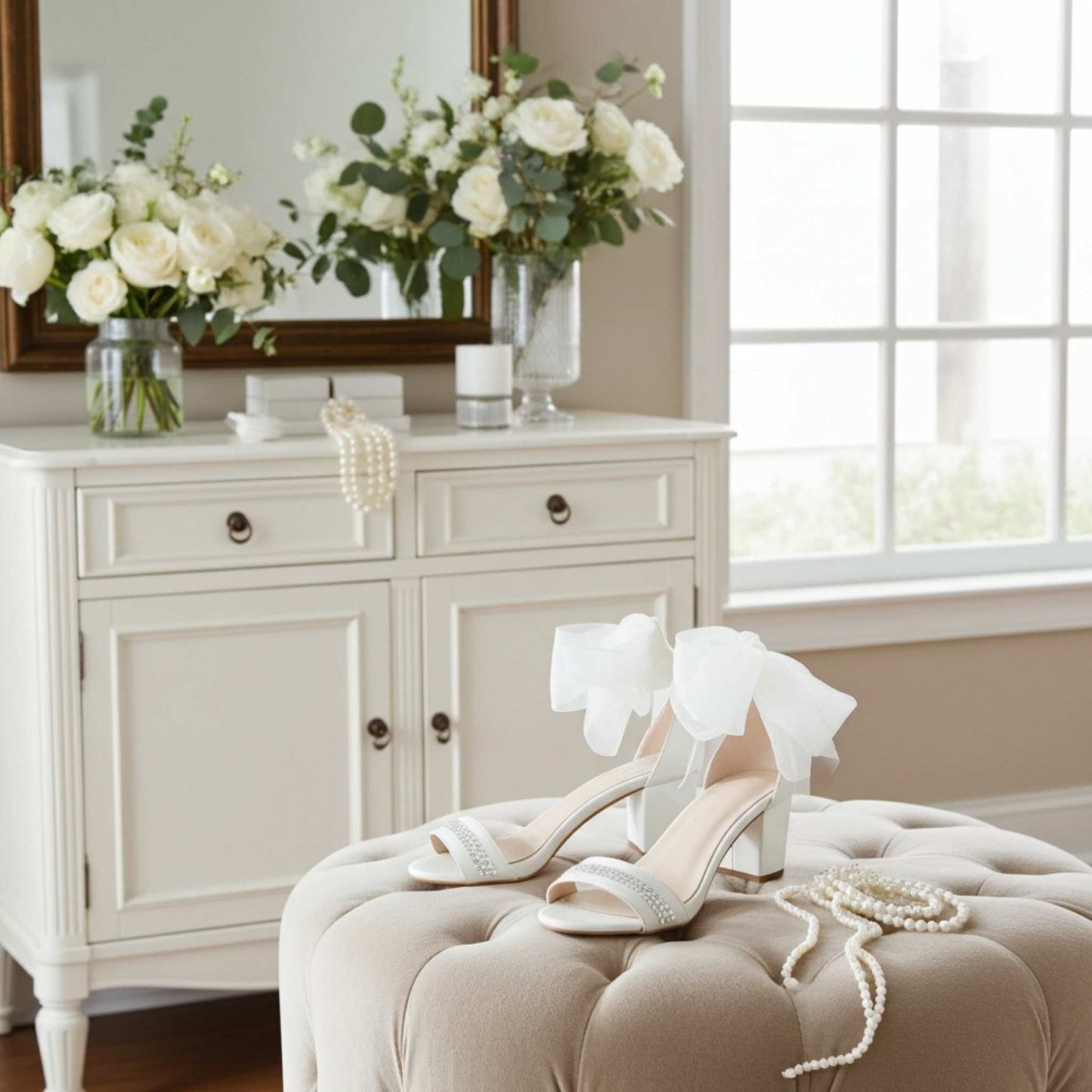 Mollie Low Block Crystal Bridal Shoes - Effortless Glamour