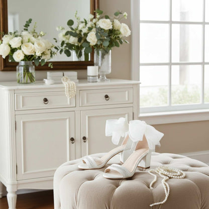 Mollie Low Block Crystal Bridal Shoes - Effortless Glamour