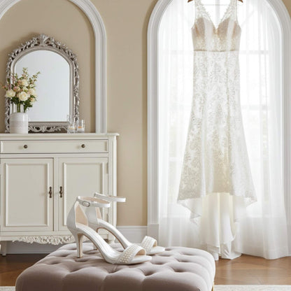 Ophelia High Heel Pearl Bridal Shoes - Timeless Beauty