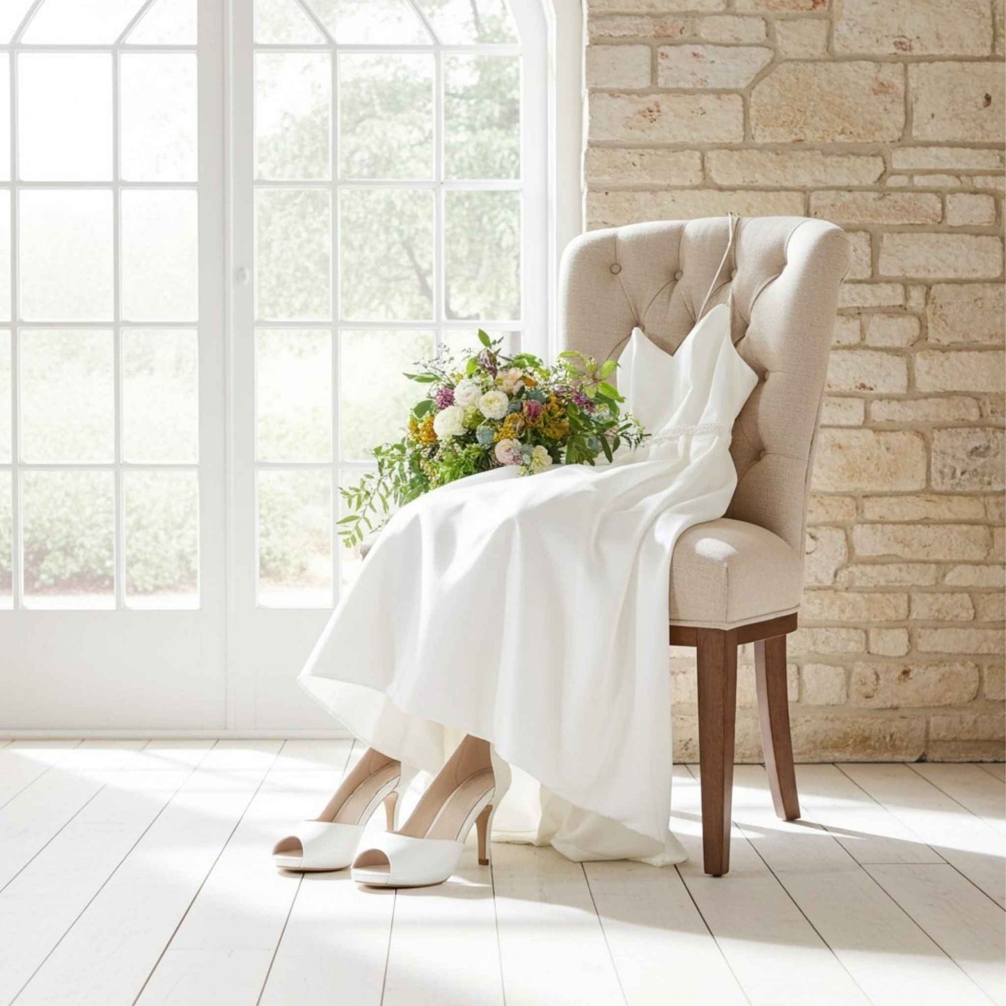 Rosie Peep Toe High Heel Bridal Shoes - Romantic Touch