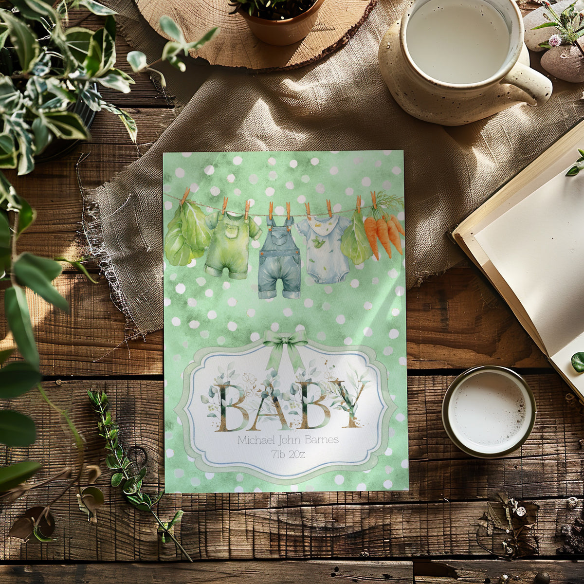 Homegrown Personalised Newborn Baby Card for Sweet Celebrations