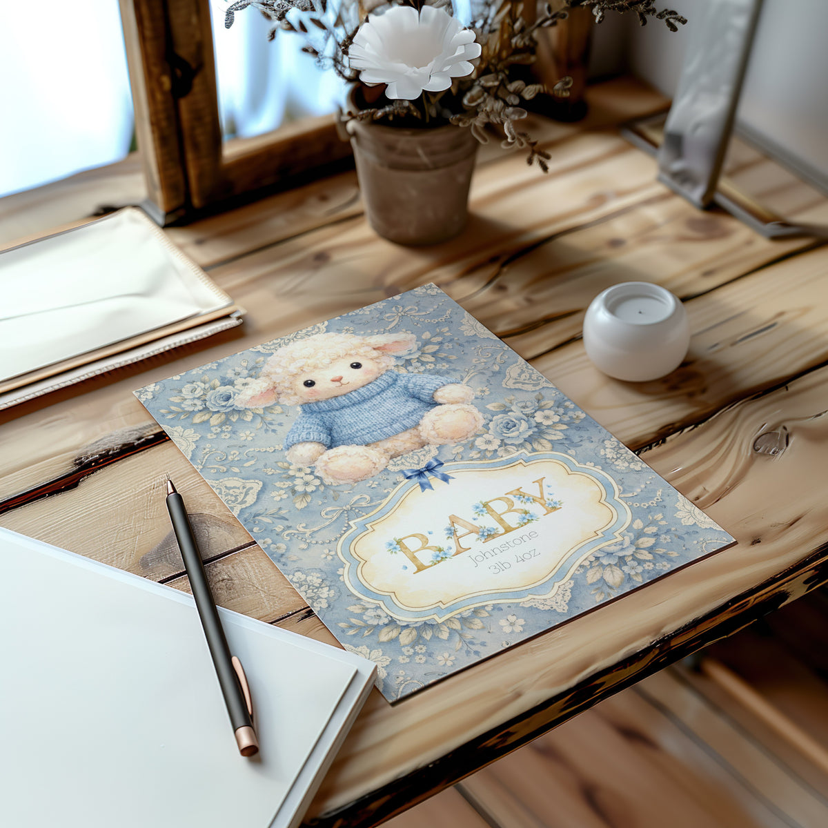 Handmade Custom Lamb Nursery Print - Adorable Personalised Print