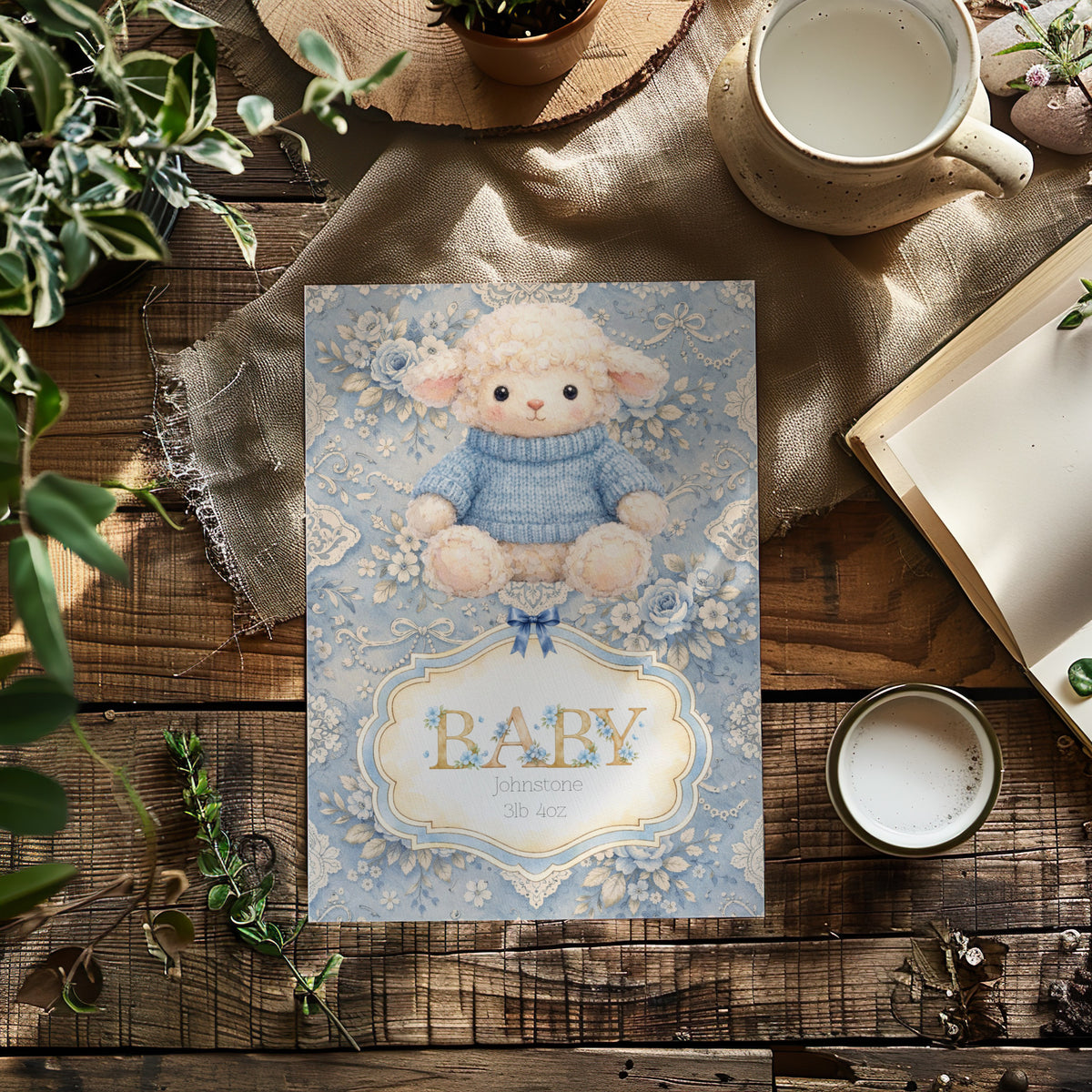 Handmade Custom Lamb Nursery Print - Adorable Personalised Print