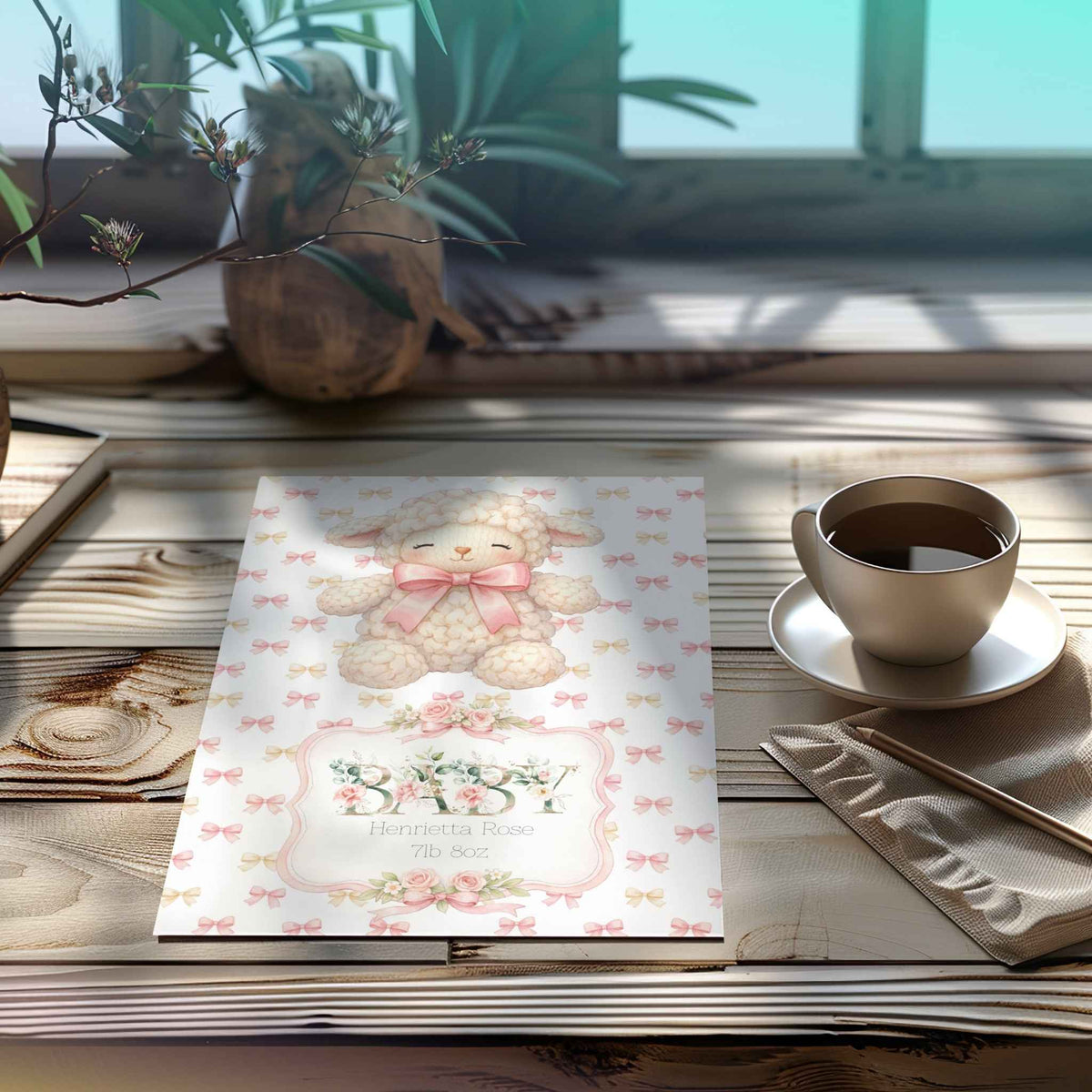 Cute Personalised Baby Girl Card – Custom Name & Special Wishes