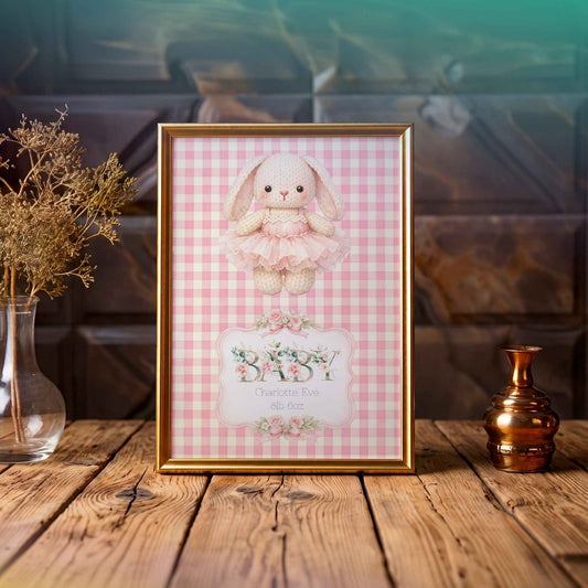 Newborn Baby Girl Gift Idea - Personalised Nursery Print
