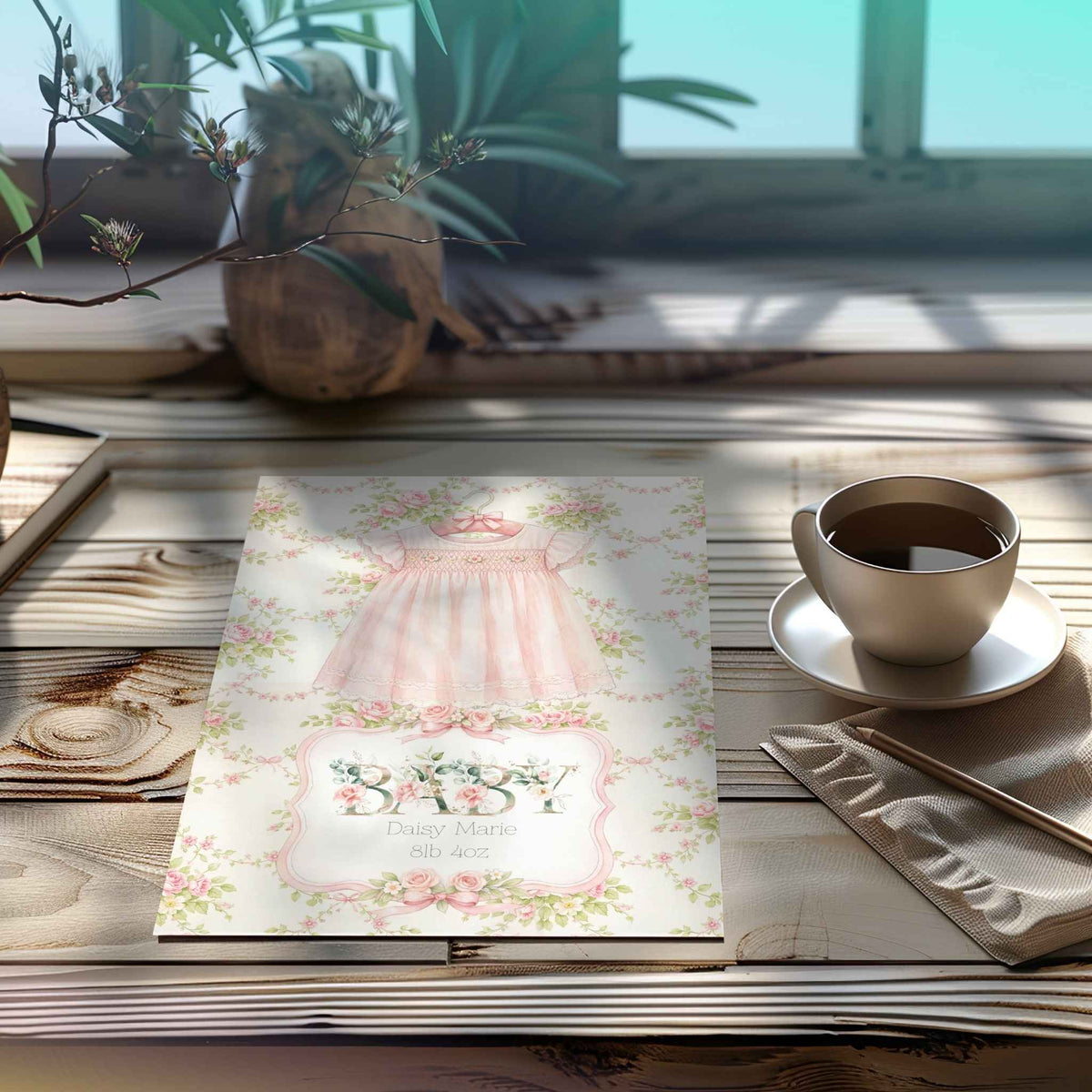 Personalised Floral Nursery Print - Custom Art for Your Baby Girl