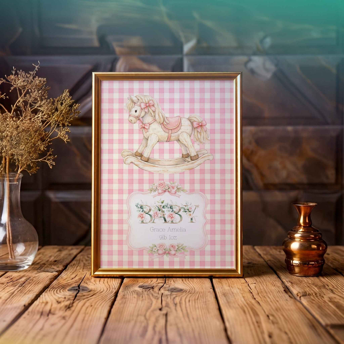 Handmade Personalised Nursery Print - Baby Girl Gift