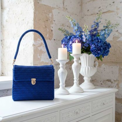 Handmade Royal Blue Crochet Shoulder Bag – Versatile Accessory