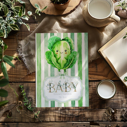 Personalised New Baby Greeting Card with Cabbage A5