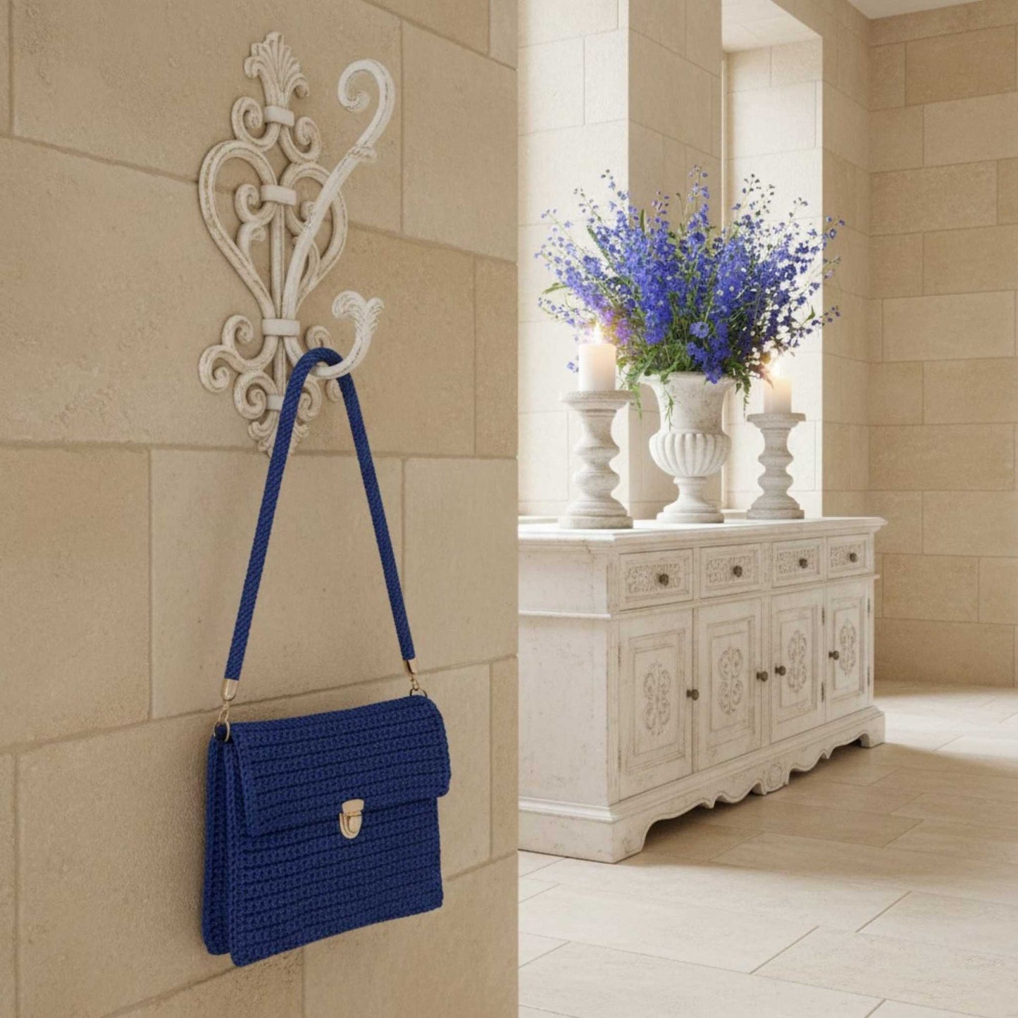 Handmade Royal Blue Crochet Shoulder Bag – Versatile Accessory