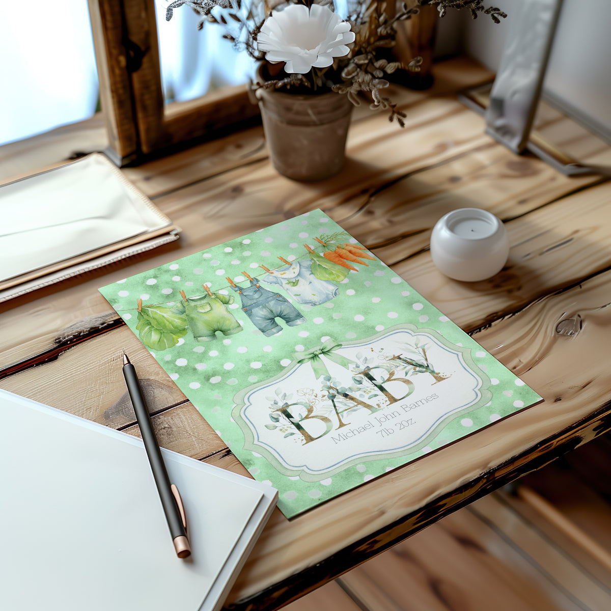 Homegrown Personalised Newborn Baby Card for Sweet Celebrations