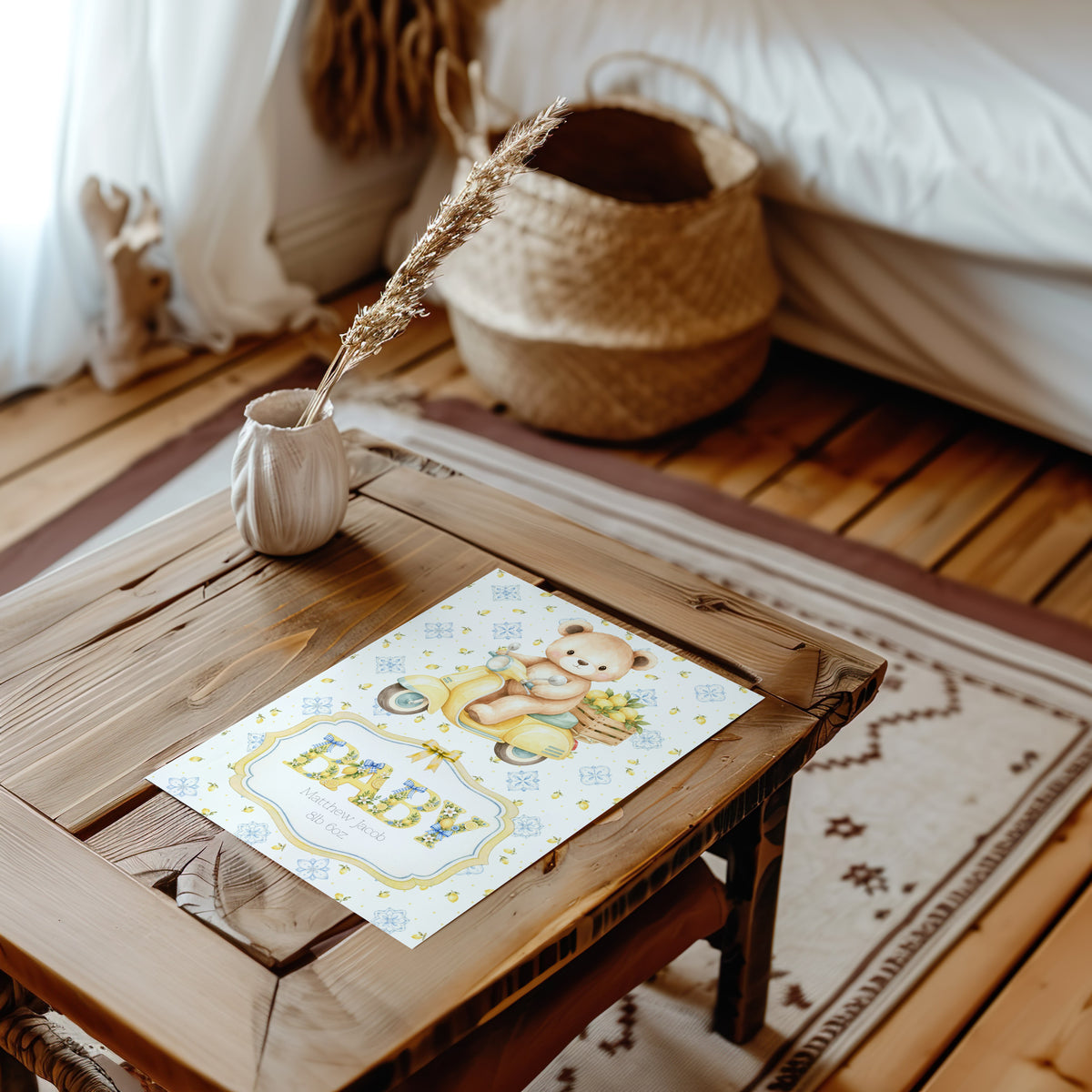 Personalised Teddy Newborn Baby Card - Welcome for The Little One
