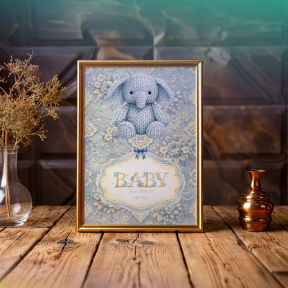 Personalised Baby Boy Art Print with Elephant