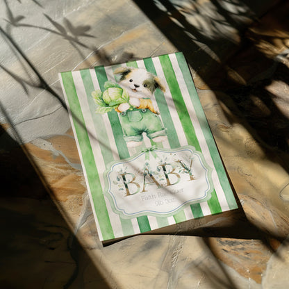 Personalised New Baby Greeting Card with Puppy A5