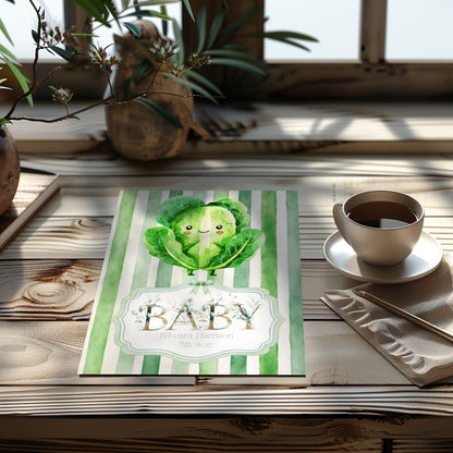 Personalised New Baby Greeting Card with Cabbage A5