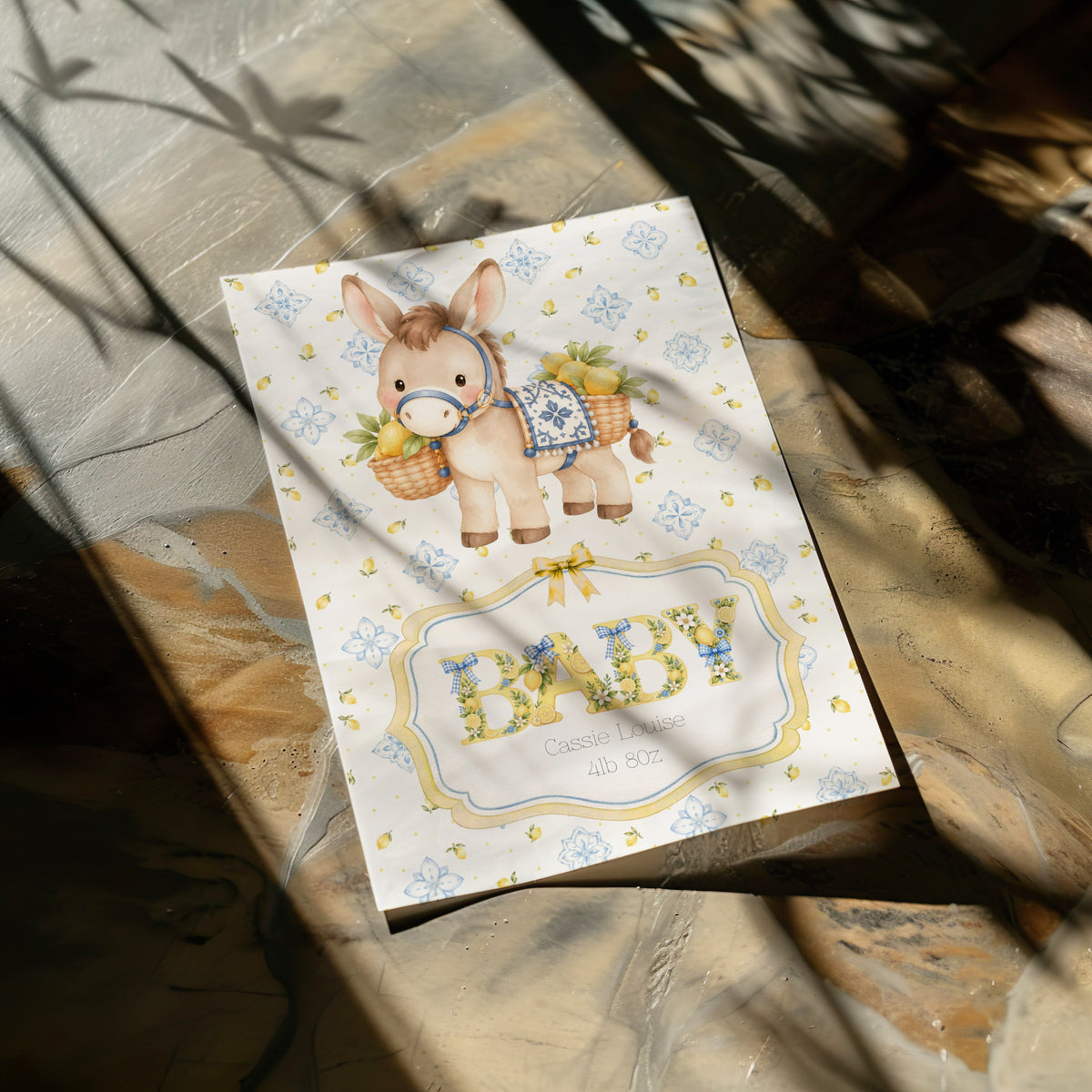 Unique Donkey Personalised Newborn Baby Card - Cards to Treasure