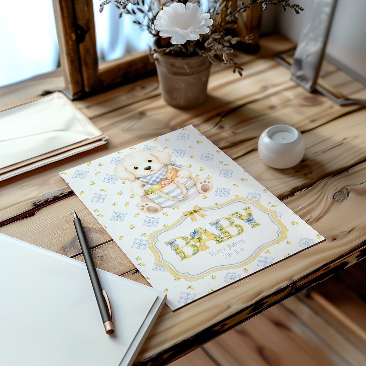 Cute Puppy Unisex Newborn Card – Perfect for Welcoming Little Ones