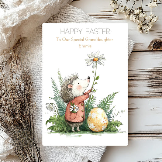 Personalised Hedgehog Easter Card – Custom Spring Card