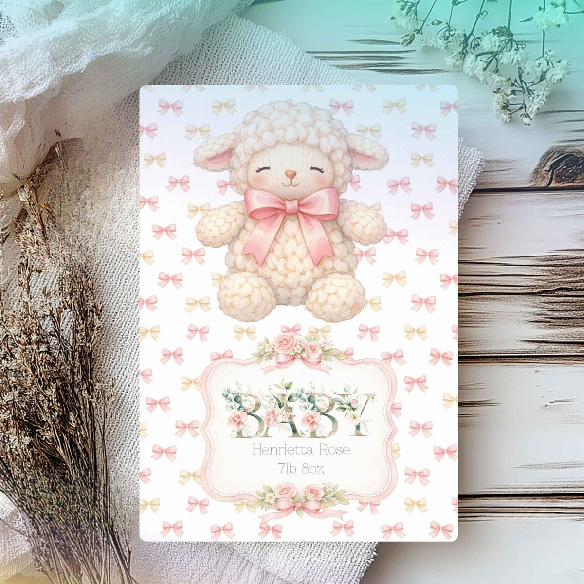 Cute Personalised Baby Girl Card – Custom Name & Special Wishes