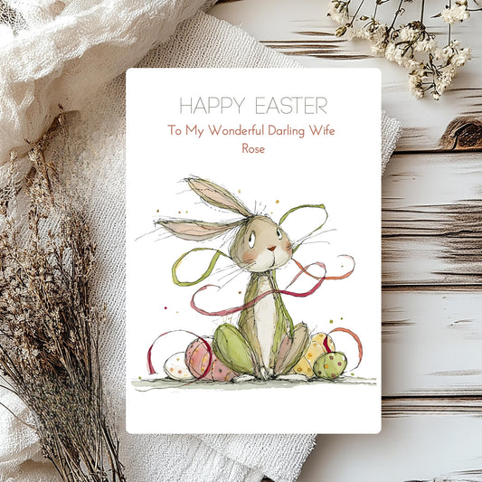 Personalised Bunny Easter Card – Custom Card For Niece
