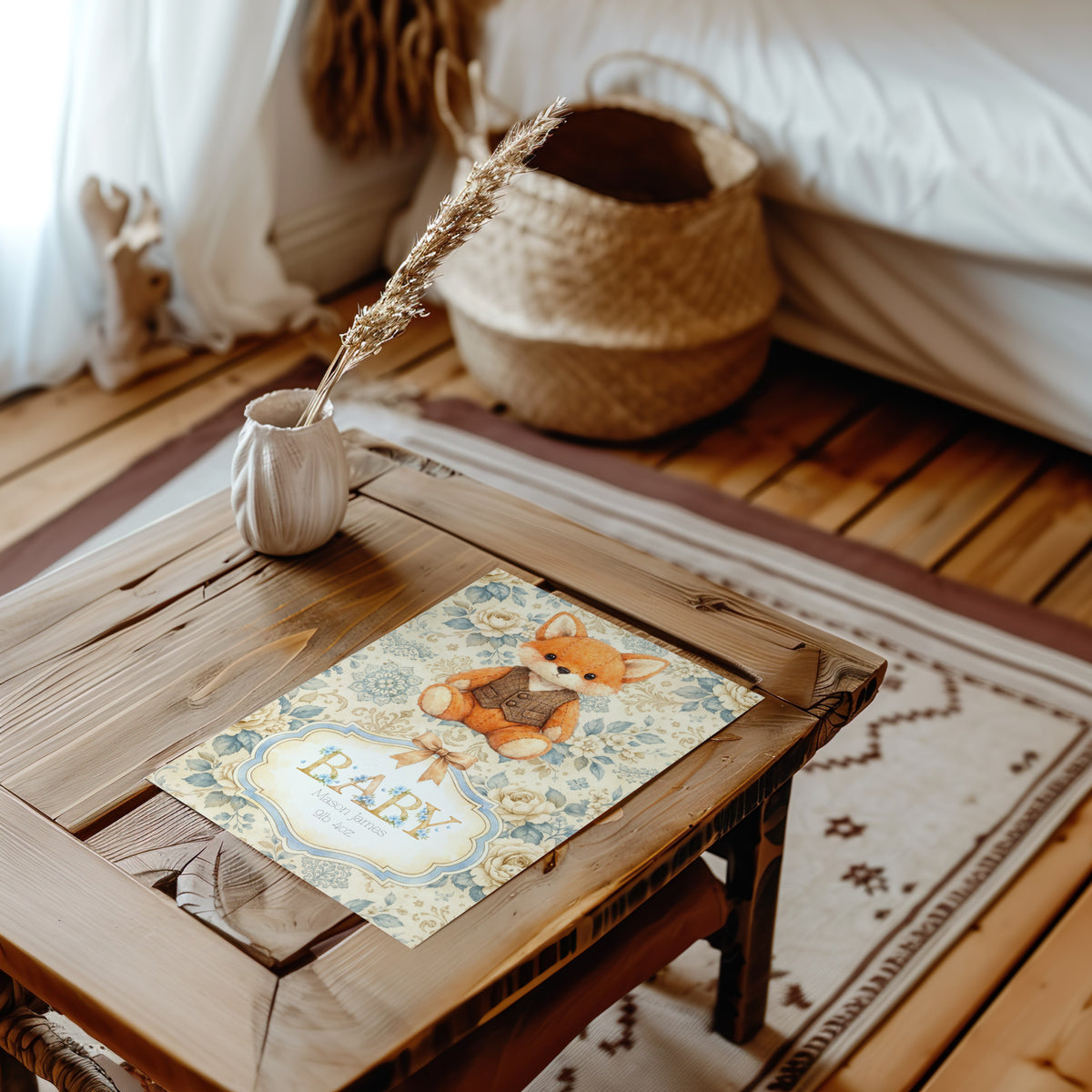 Handmade Custom Fox Nursery Print - Whimsical Personalised Decor