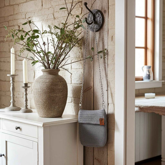 Handmade Crochet Grey Phone Bag – The Perfect Phone Accessory