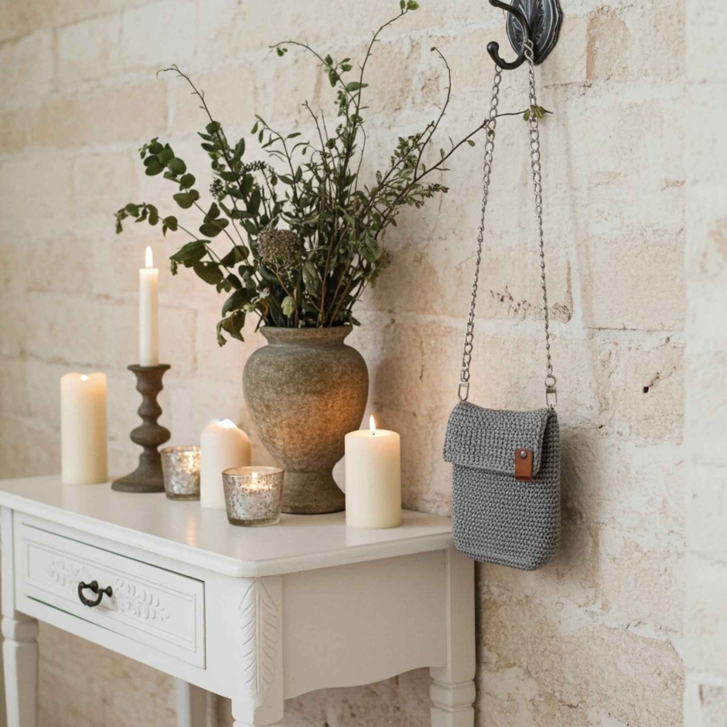 Handmade Crochet Grey Phone Bag – The Perfect Phone Accessory