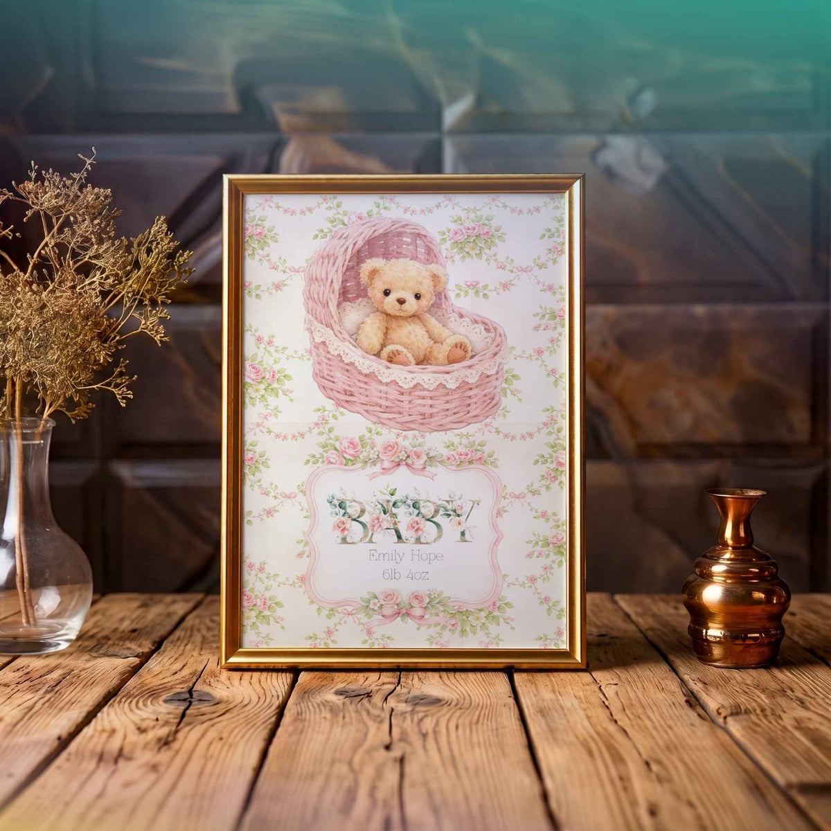 Bespoke Baby Girl Nursery Print - Personalised Newborn Gift