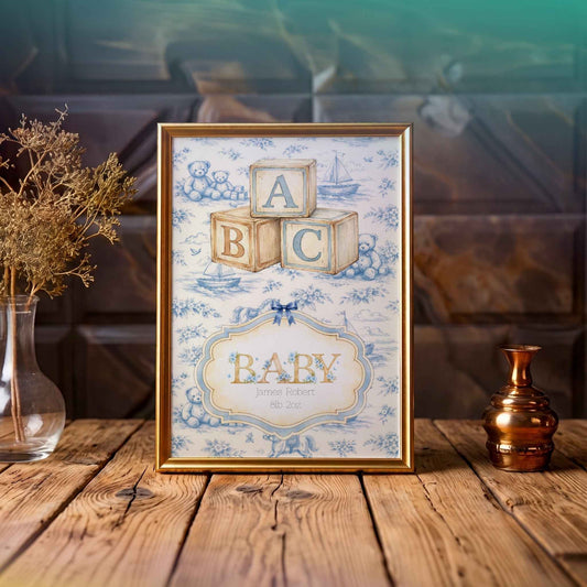 Personalised ABC Newborn Nursery Print - Custom Art For New Baby