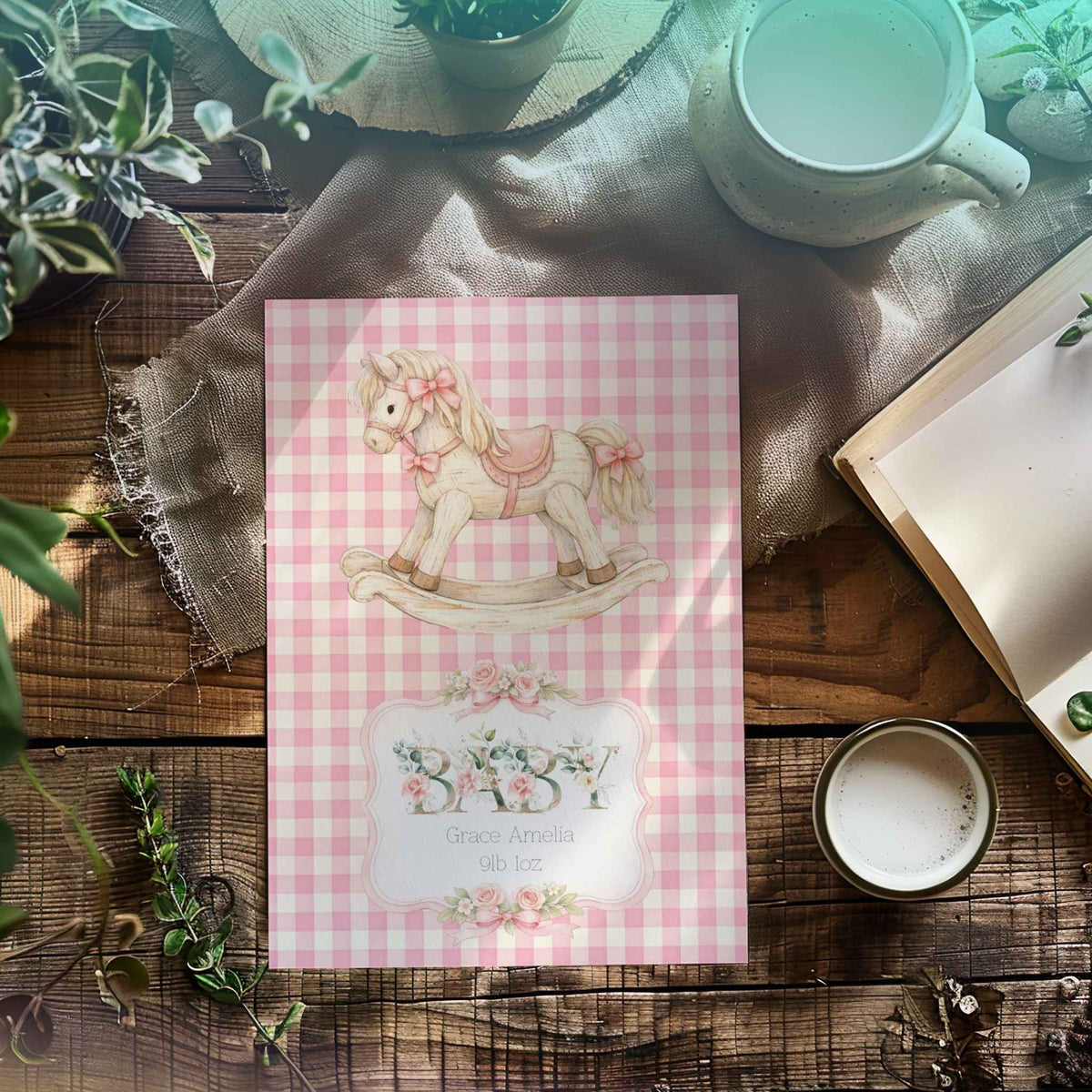 Handmade Personalised Nursery Print - Baby Girl Gift