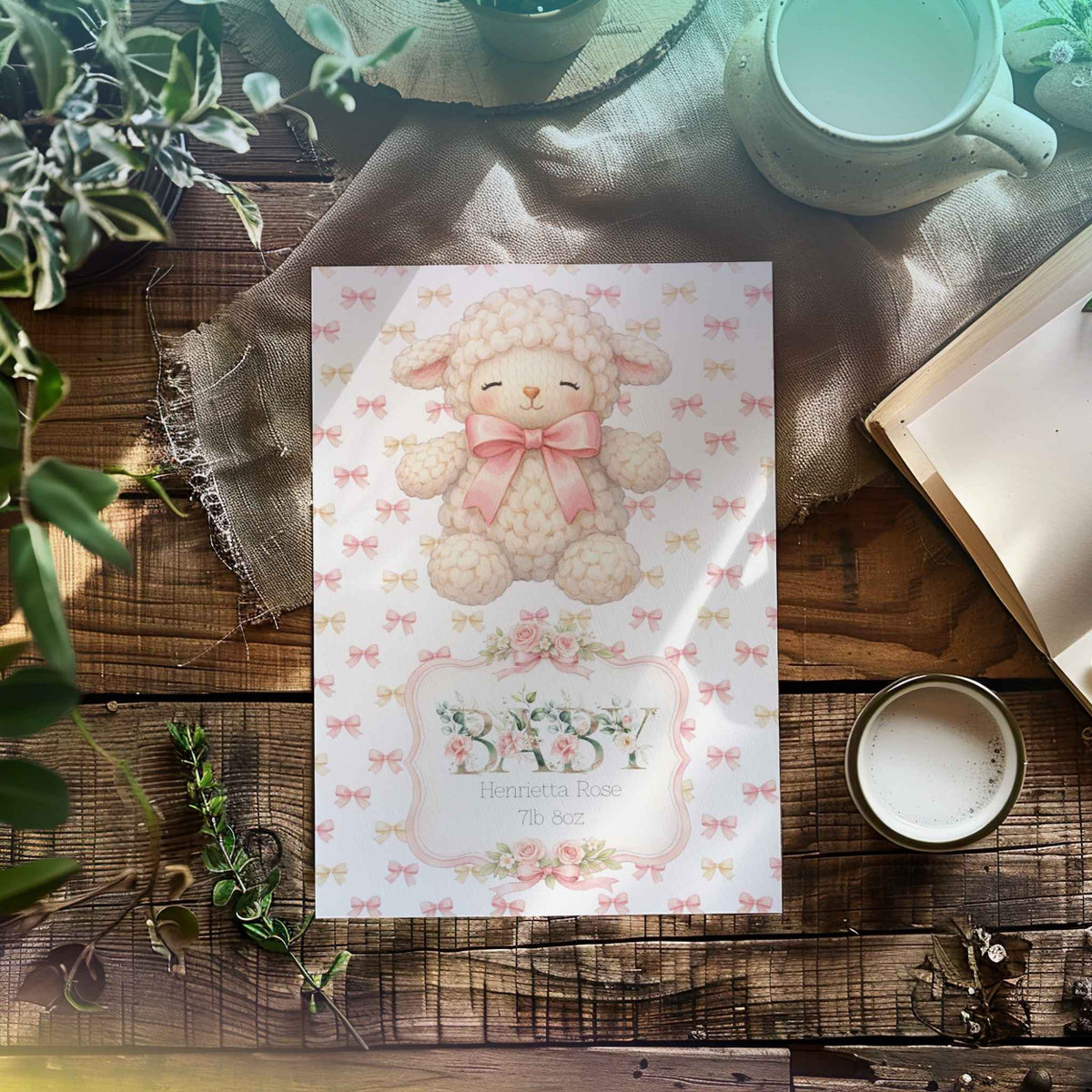 Cute Personalised Baby Girl Card – Custom Name & Special Wishes