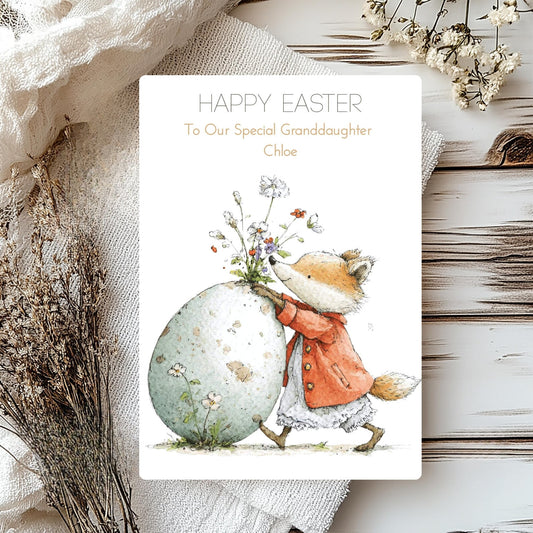 Lovely Personalised Fox Easter Card - Whimsical Wishes