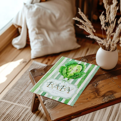 Personalised New Baby Greeting Card with Cabbage A5