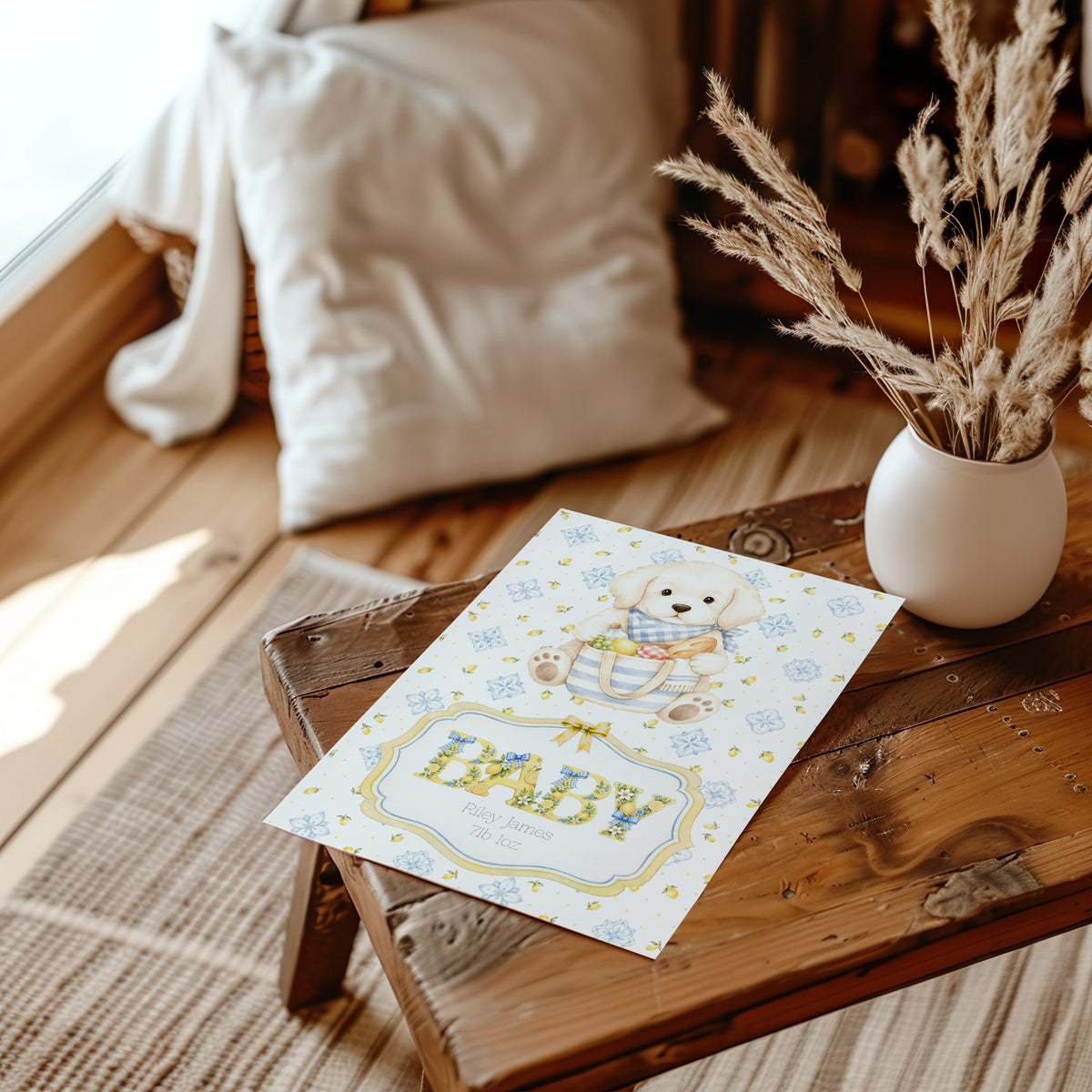 Cute Puppy Unisex Newborn Card – Perfect for Welcoming Little Ones