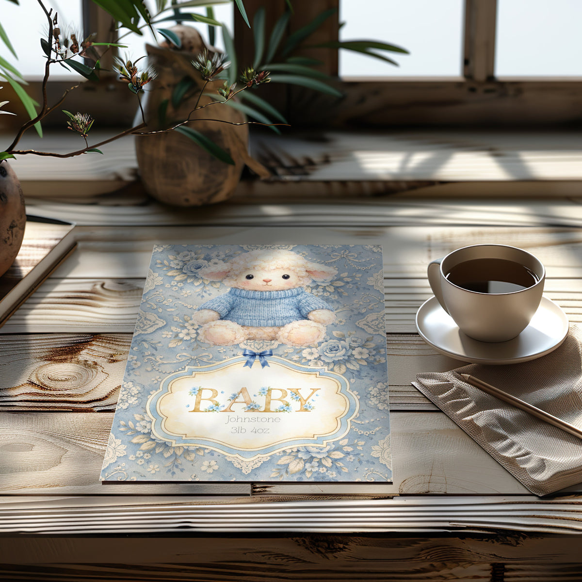 Handmade Custom Lamb Nursery Print - Adorable Personalised Print